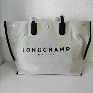 Long Champ Essential Tote .Silver Hardware. Grained Cowhide Leather and Canvas